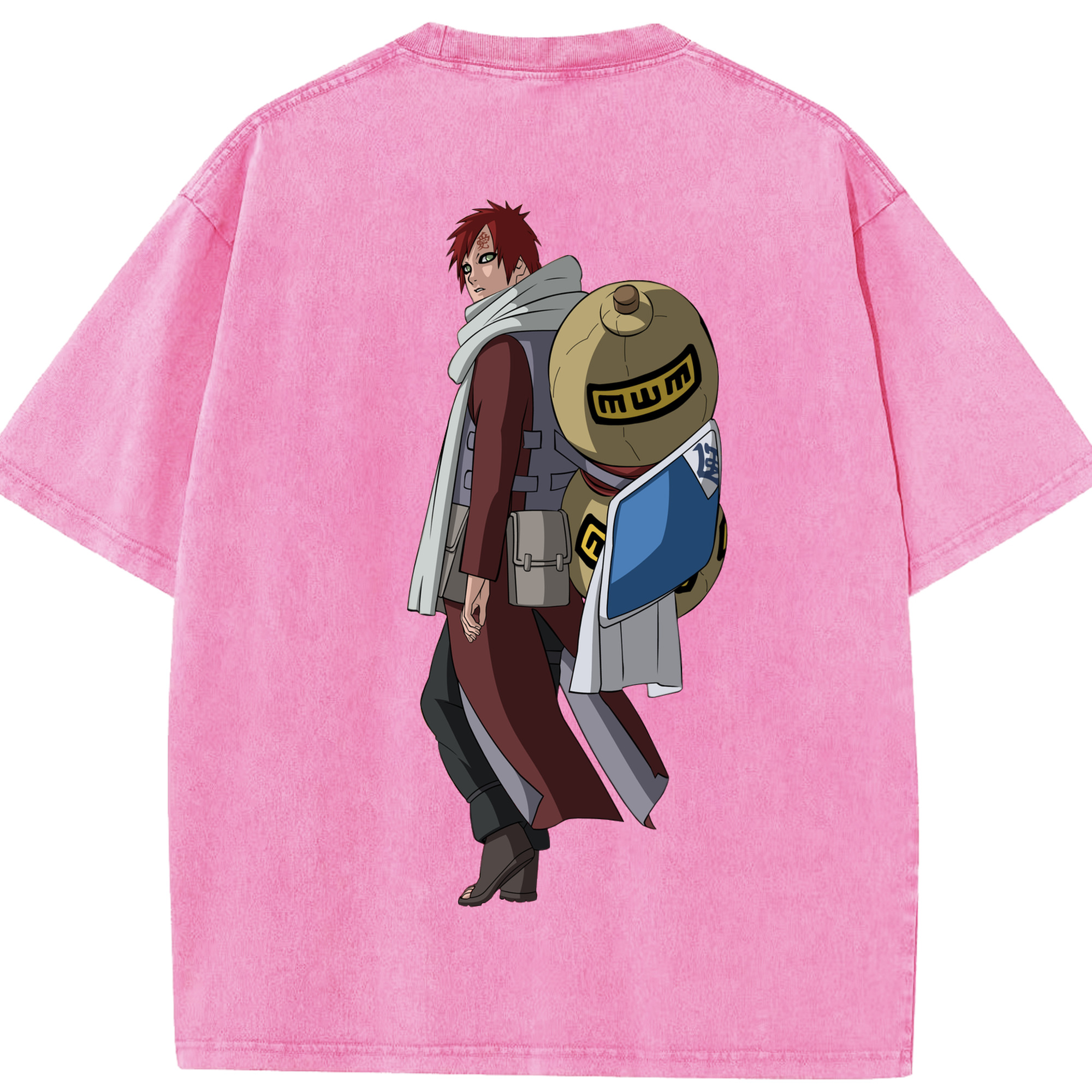 （画像用） NARUTO -ナルト- ガアラ Gaara 綿100% ヴィンテージ風 半袖Tシャツ（背面プリント）